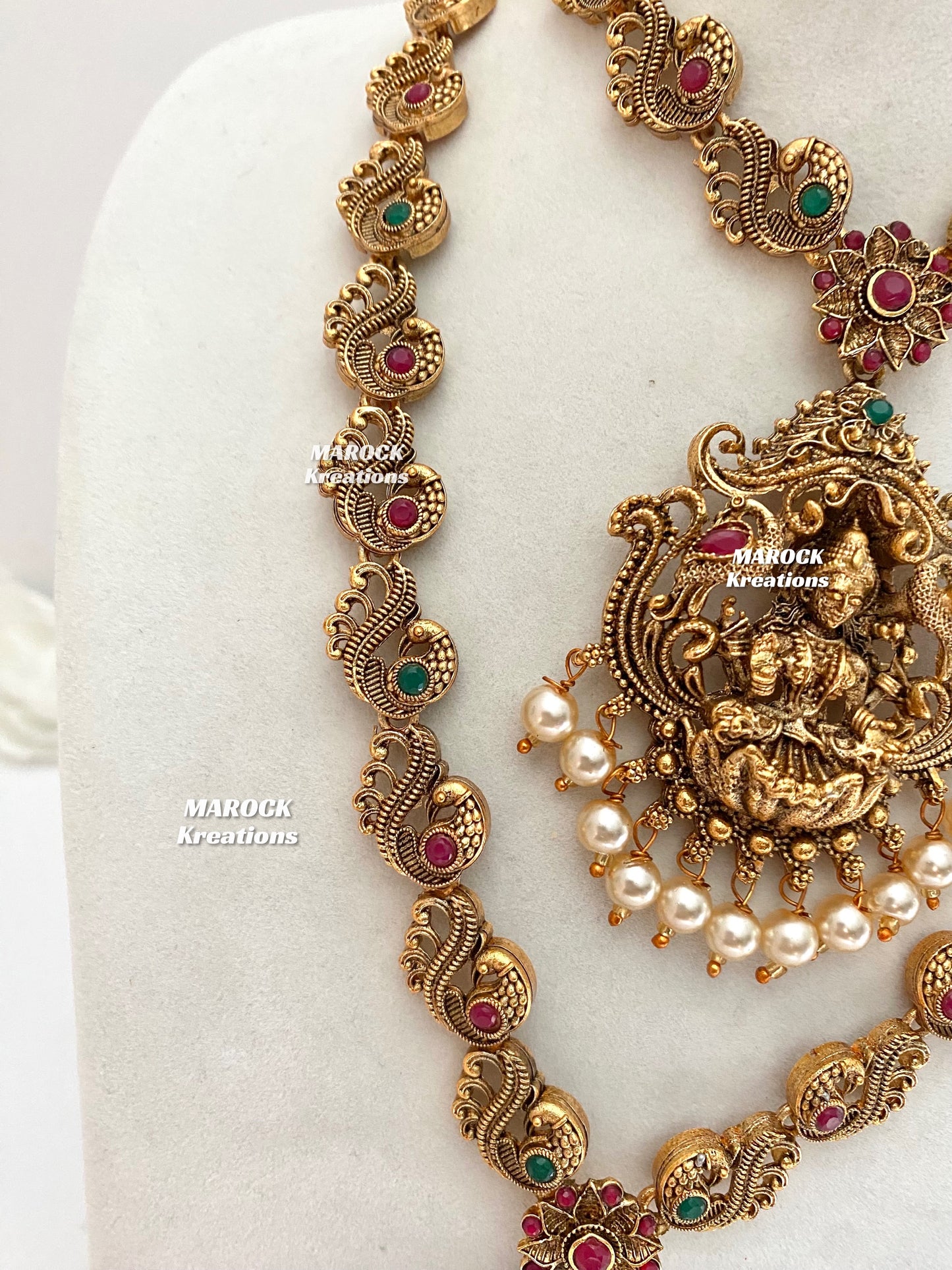 Matt finish Temple Jewelry Necklace and Rani haar combo set