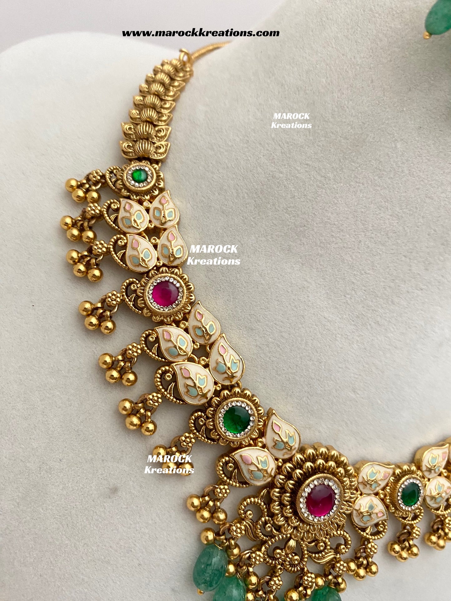 Mayuri Premium Quality Gold Plated Meenakari Rajwadi Necklace set