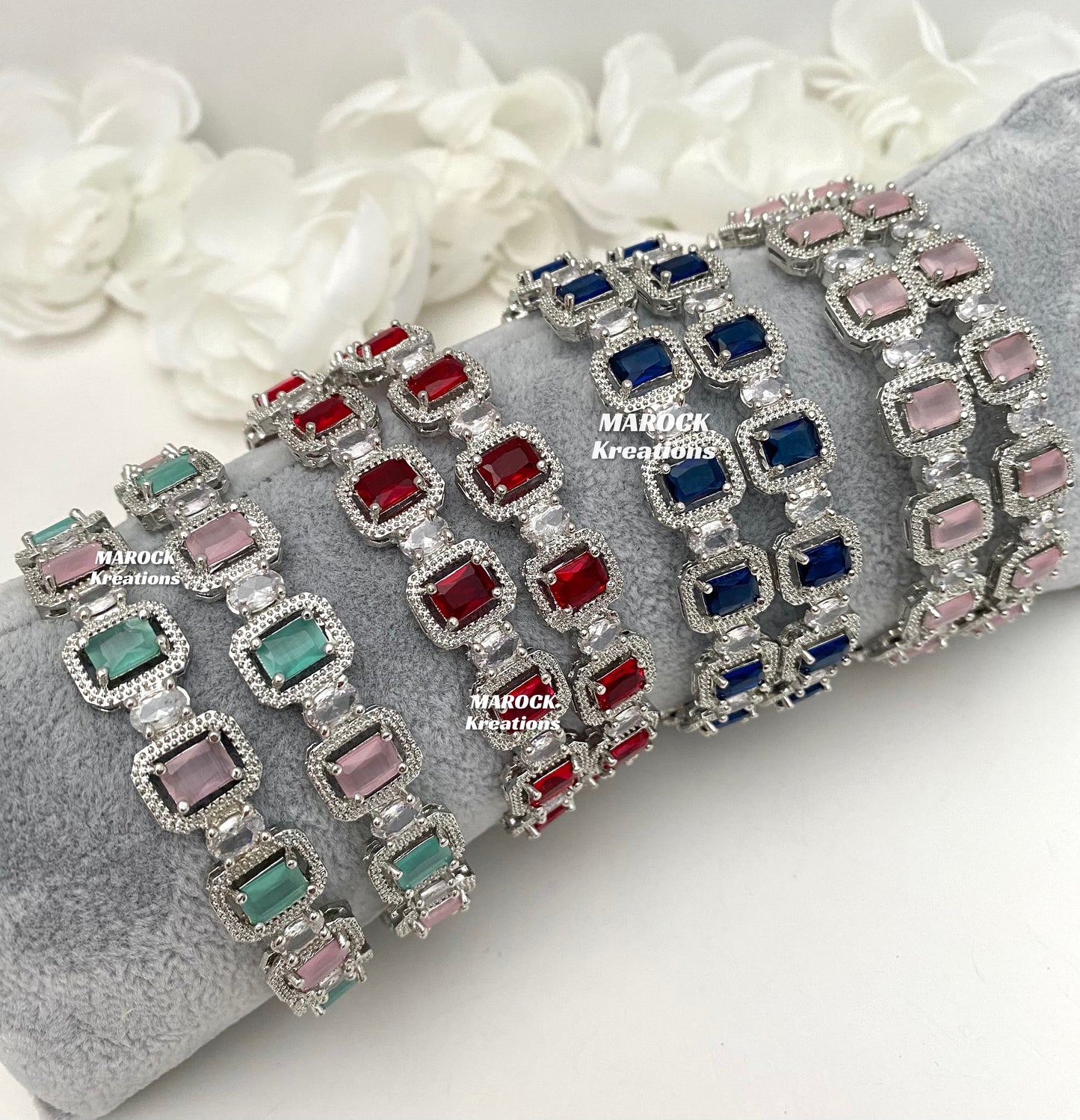 Silver American Diamond Bangles/Kade