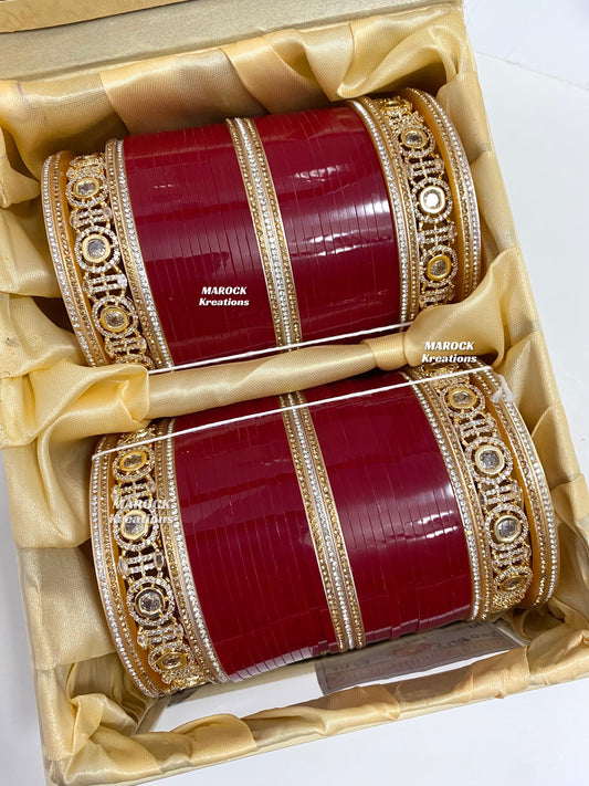 2.14 size American Diamond and Kundan Bridal Choora/Bridal Bangles set