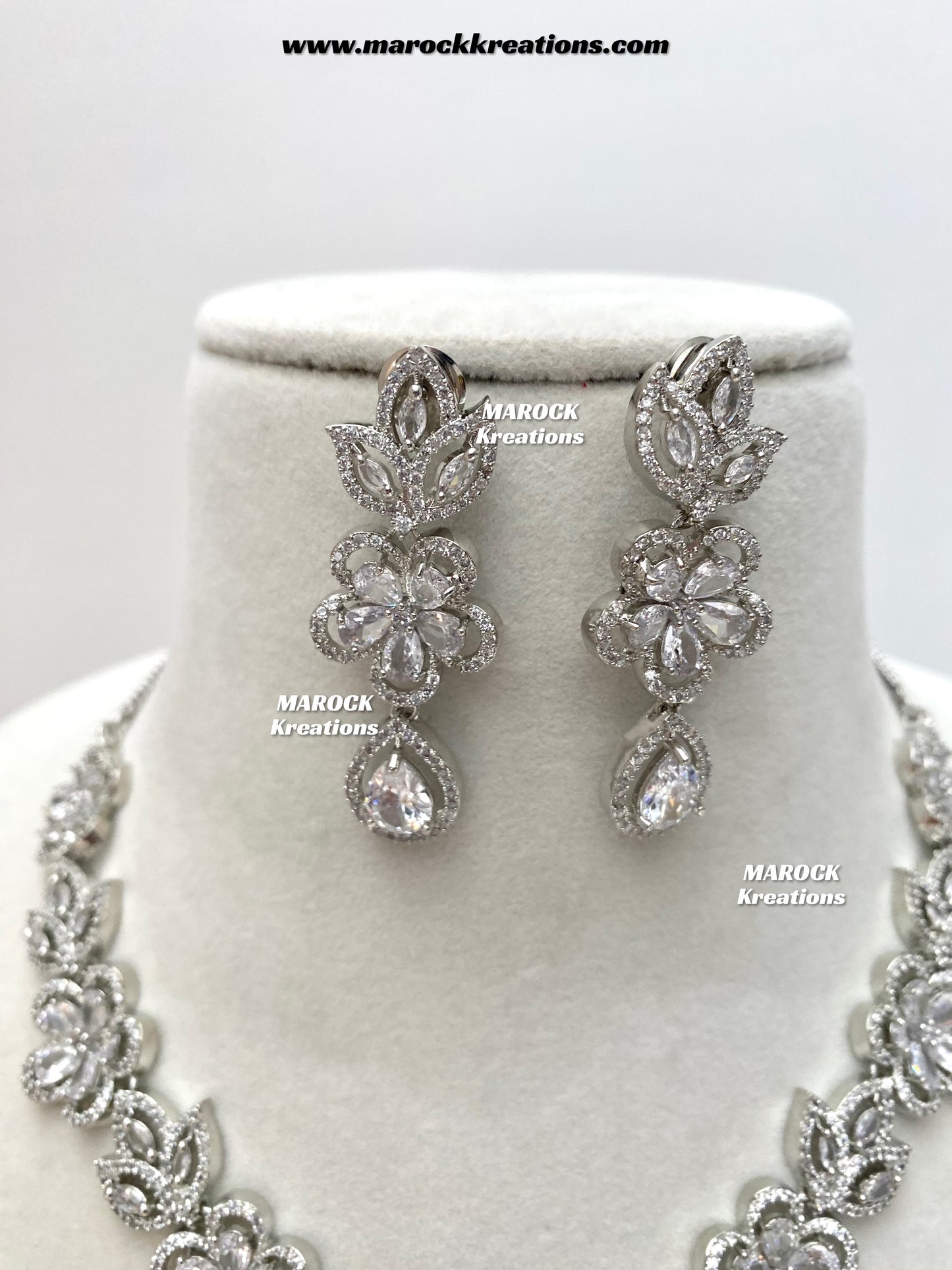 Sibani Silver American Diamond Necklace set