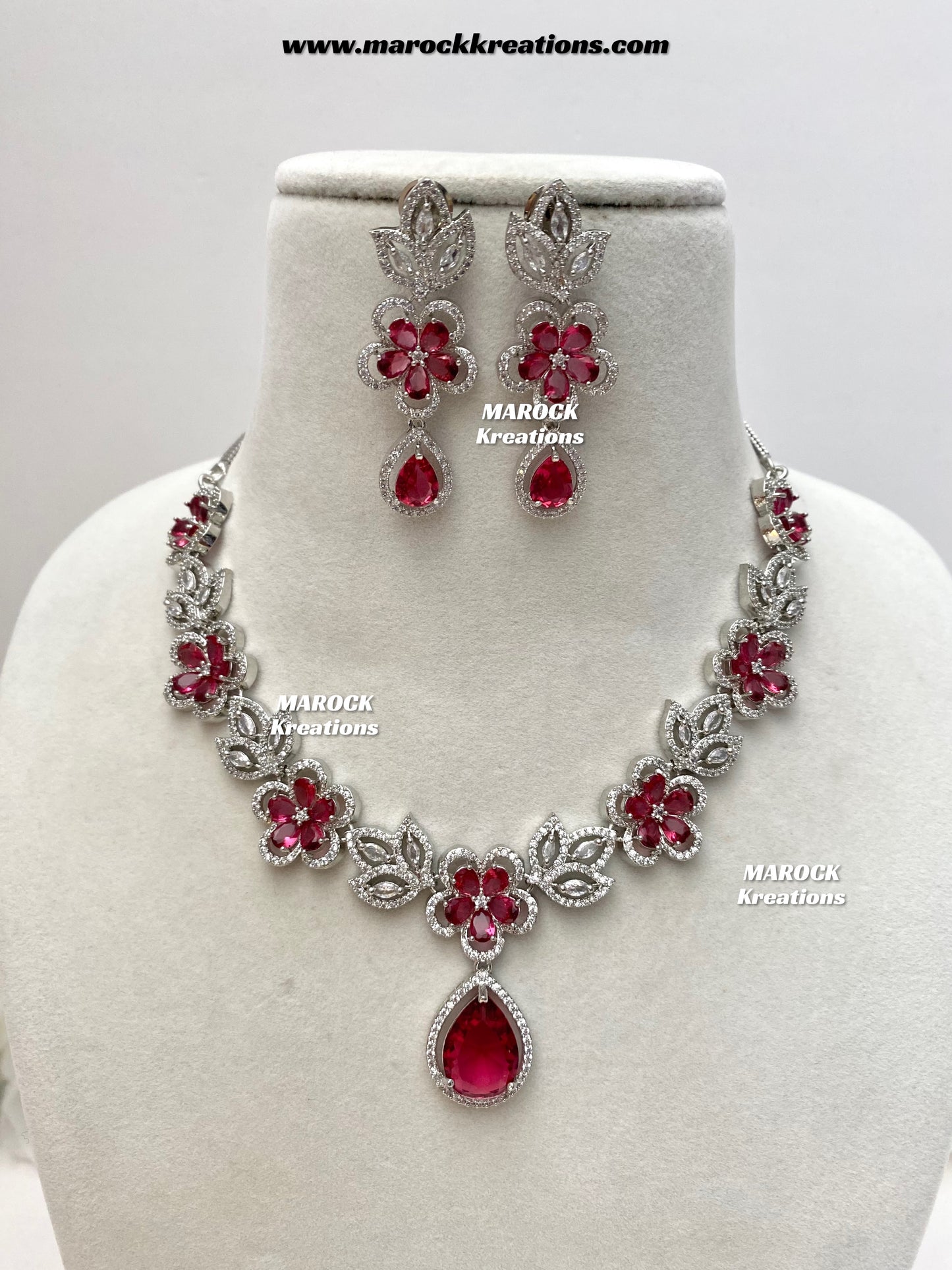 Sibani Silver American Diamond Necklace set