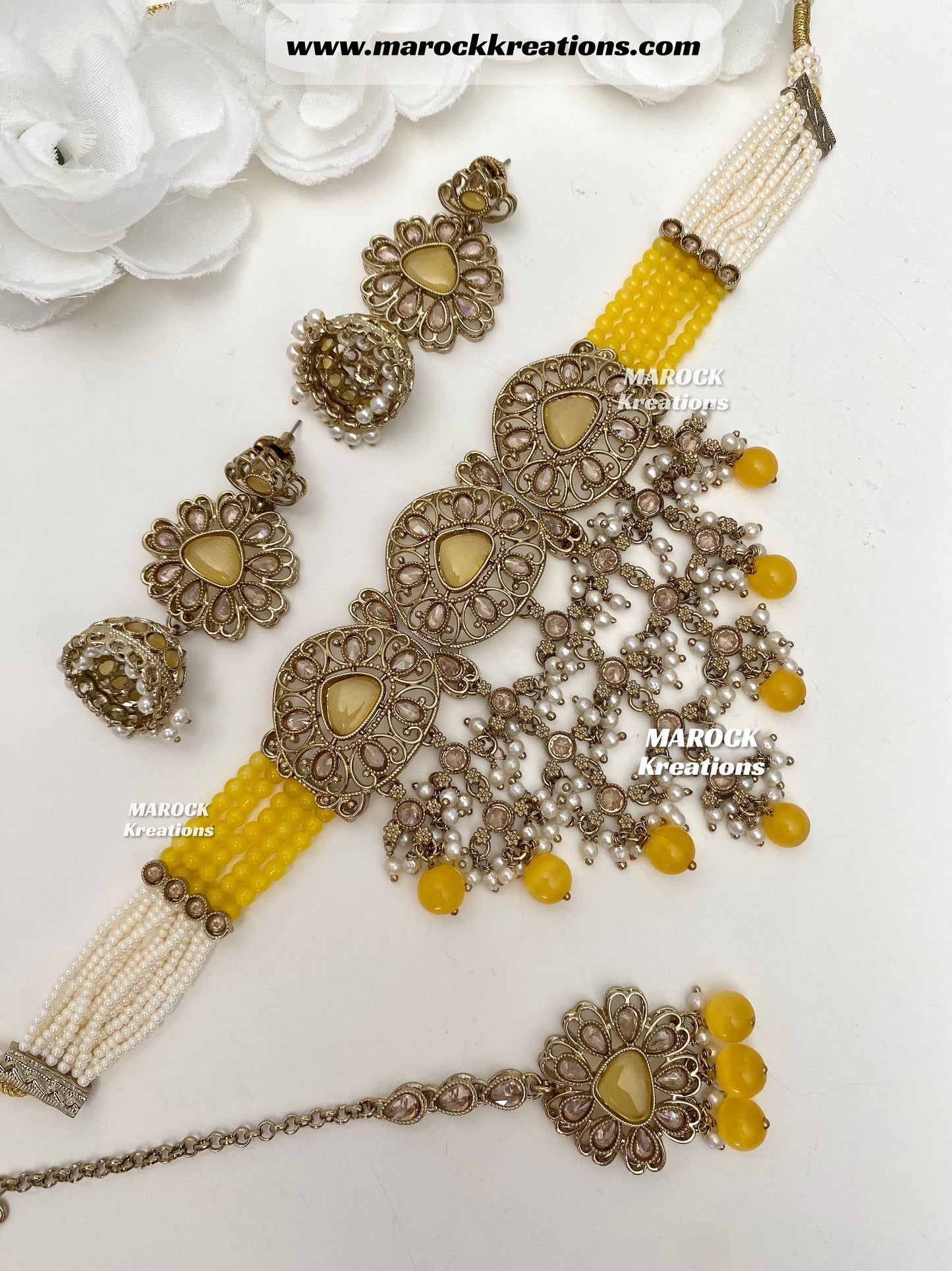 Amaira Antique Gold Polki choker set