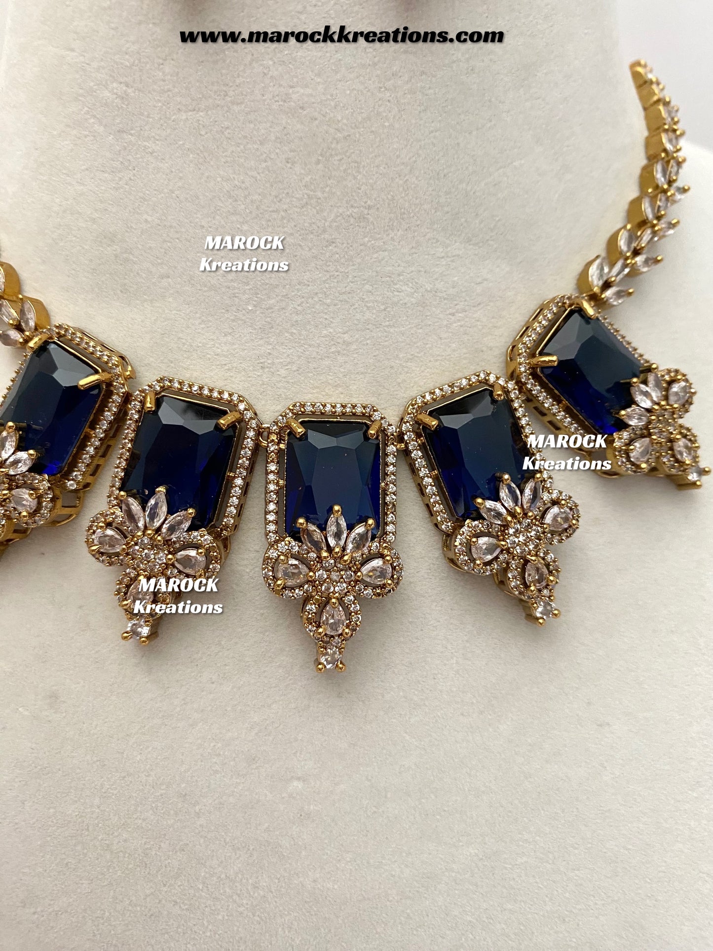 Vikita Antique Gold American diamond Statement Necklace set