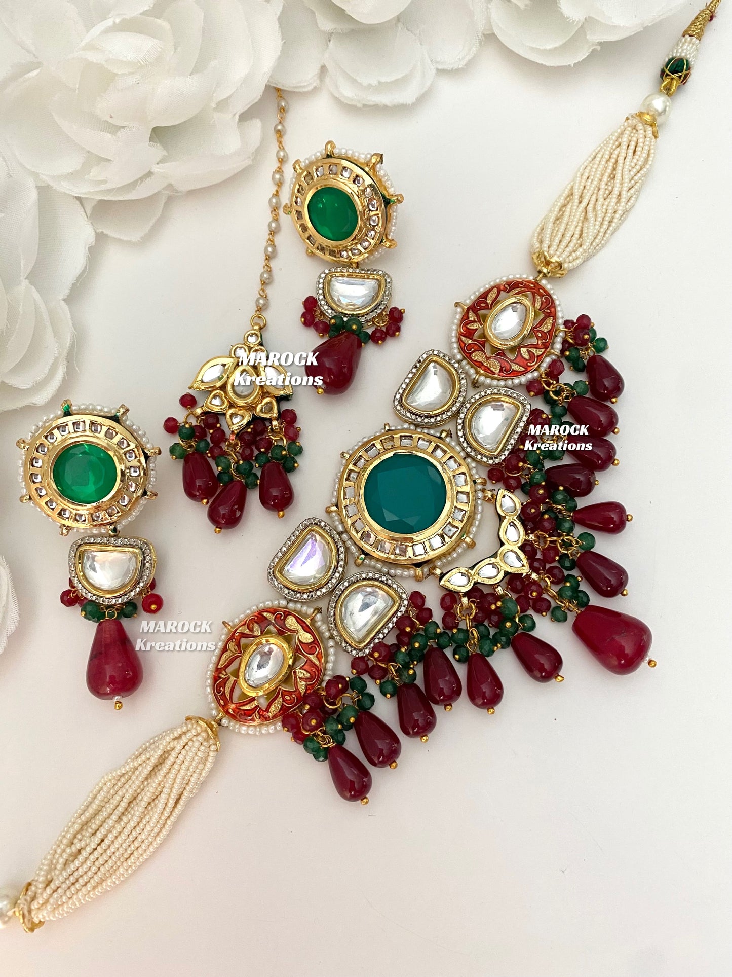 Nia Premium Quality uncut Kundan Meenakari Statement Choker set