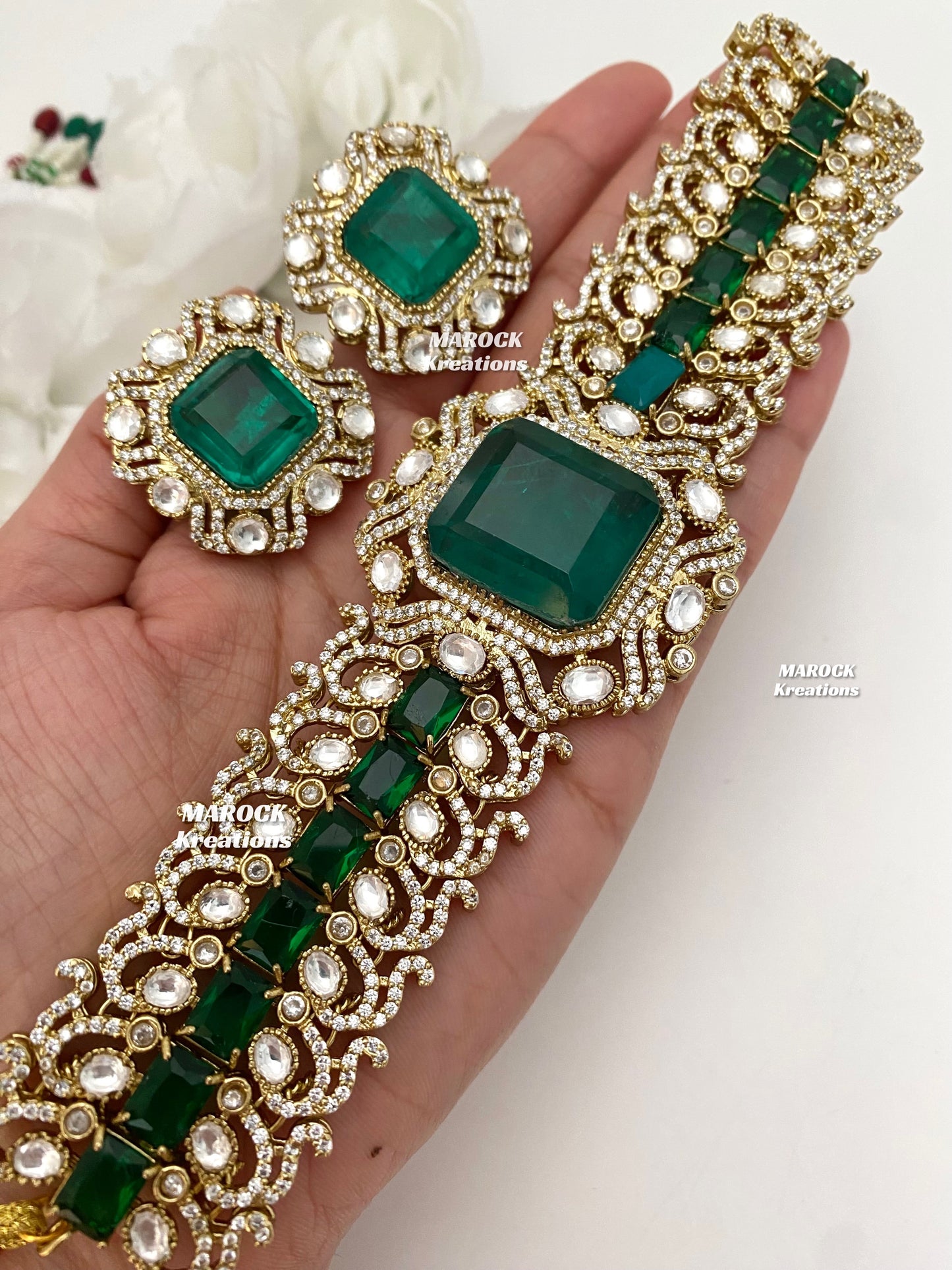 Paloma Sabyasachi inspired Premium Quality Moissanite Kundan and American Diamond choker set