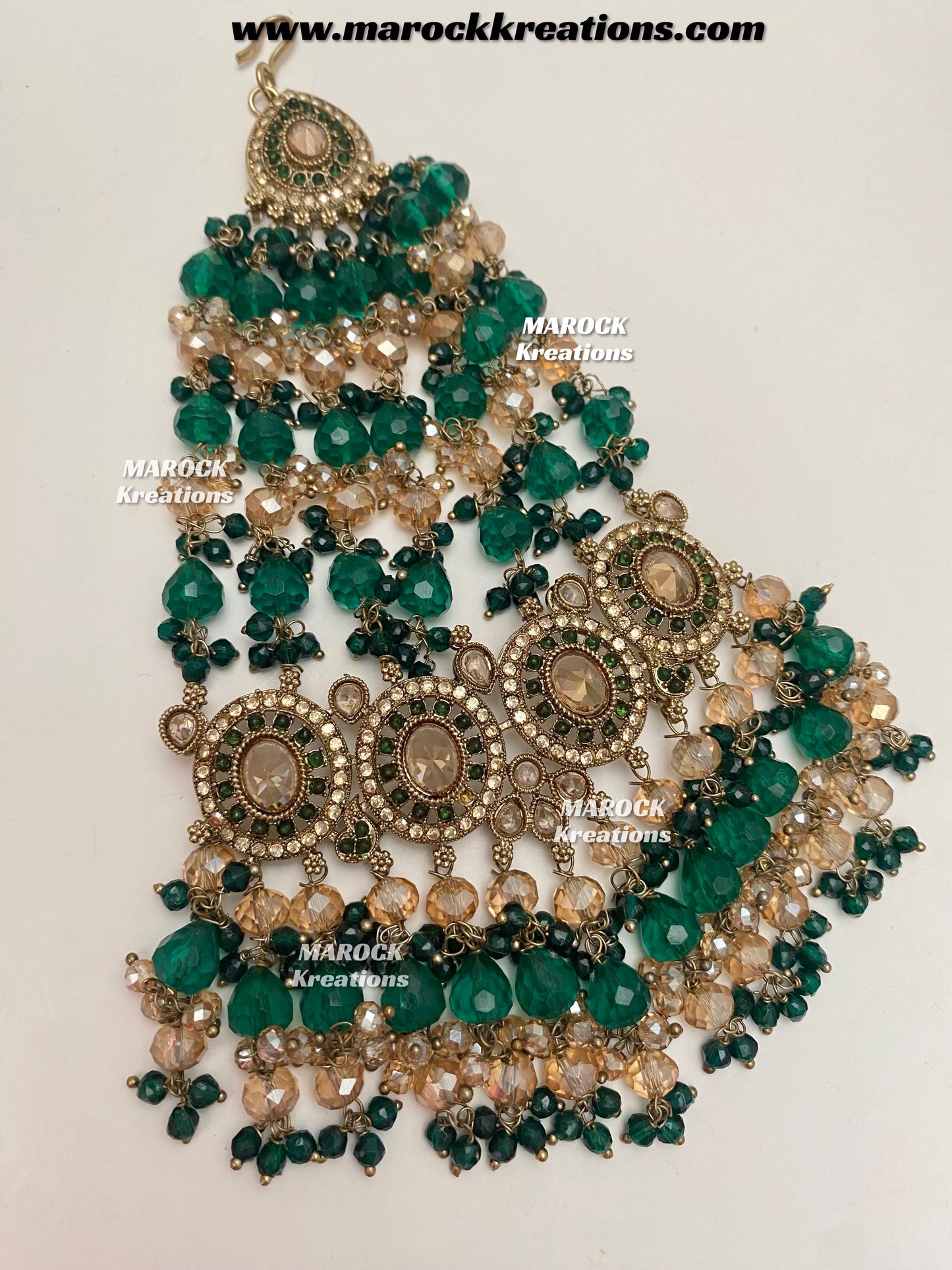 Nazmun Antique Gold Pakistani Polki choker/necklace set with Passa