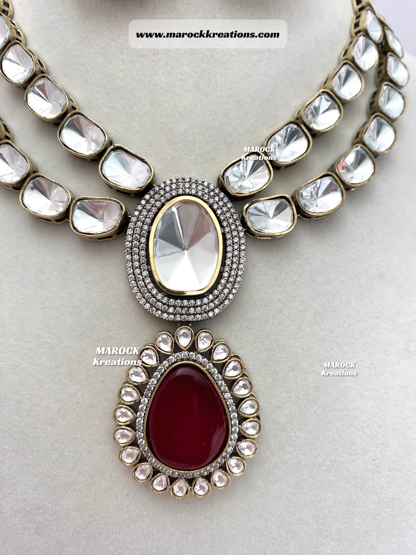 Premium Quality uncut Kundan Moissanite Necklace set
