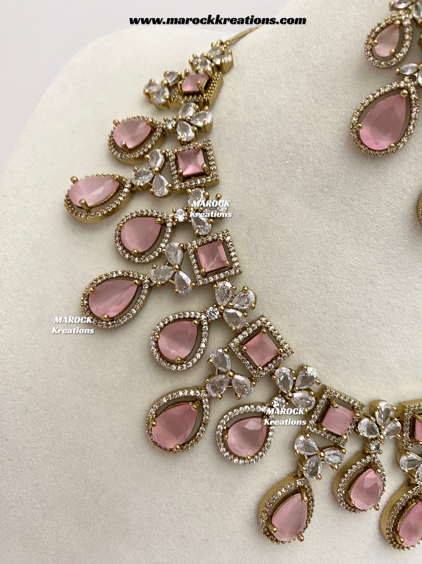 Erona Antique Gold American Diamond Statement Necklace set