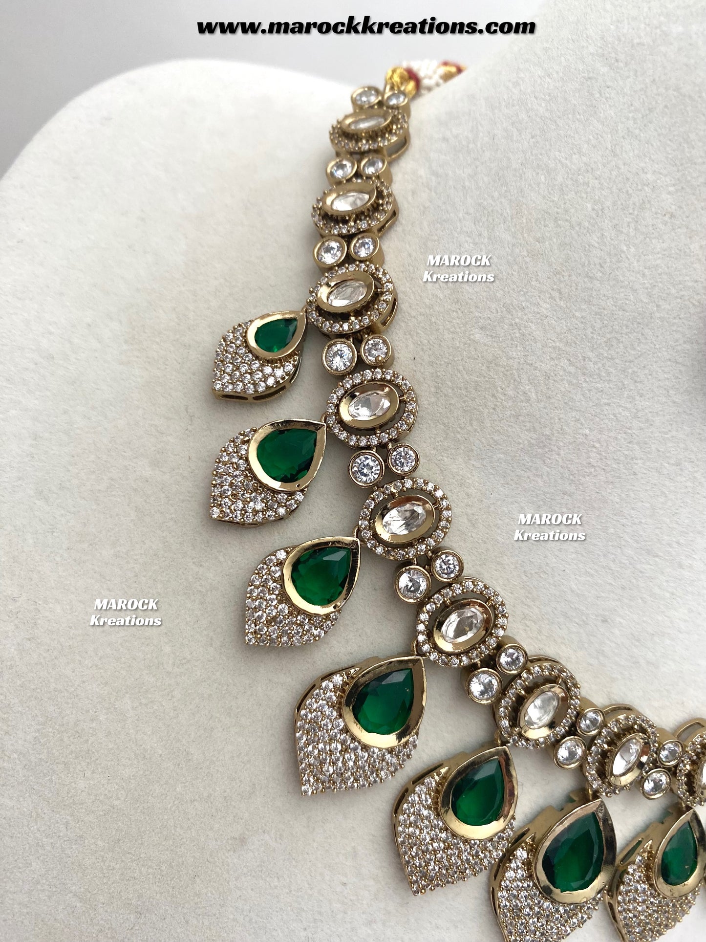 Kimmi Premium Quality Moissanite Kundan and American diamond Necklace set