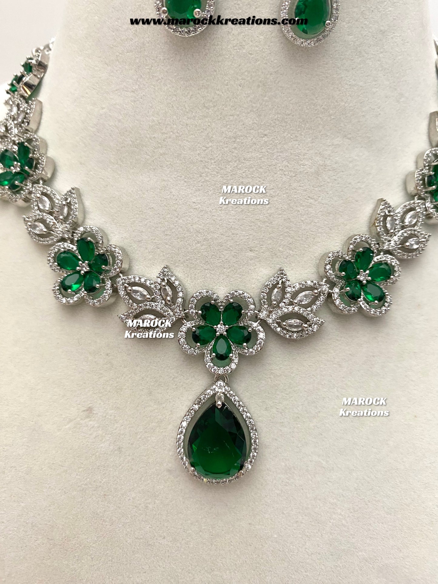 Sibani Silver American Diamond Necklace set