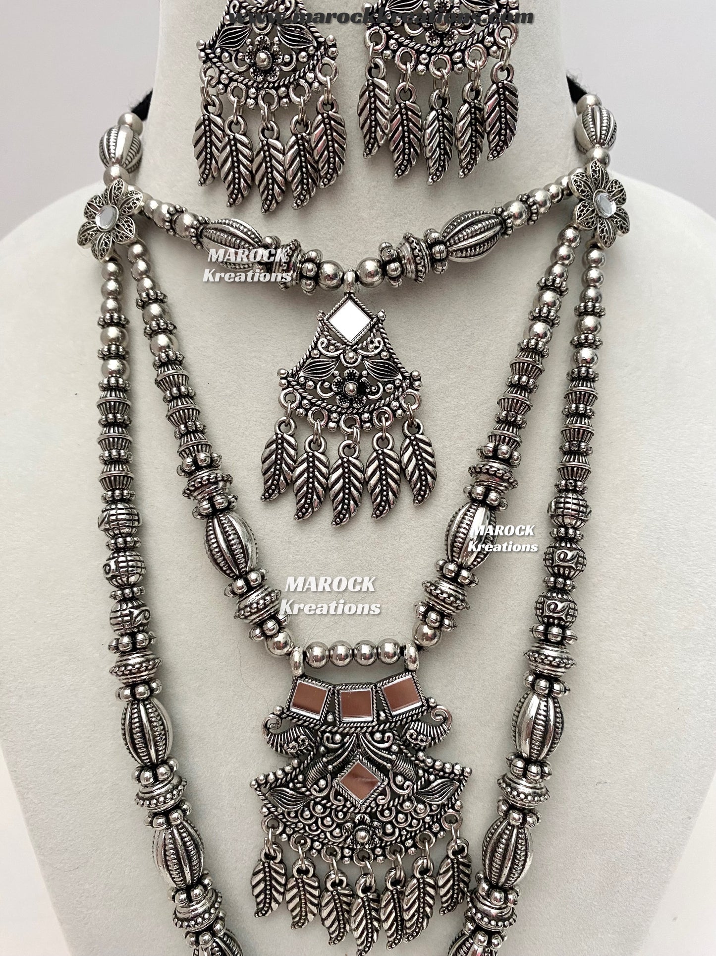 Oxidized Mirror 3 layers Raani Haar set