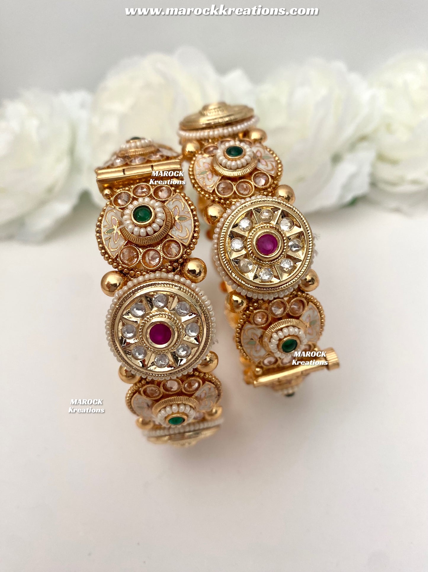 Elisa Premium Quality Gold plated openable Rajwadi Meenakari kade/Bangles/Kangan ko