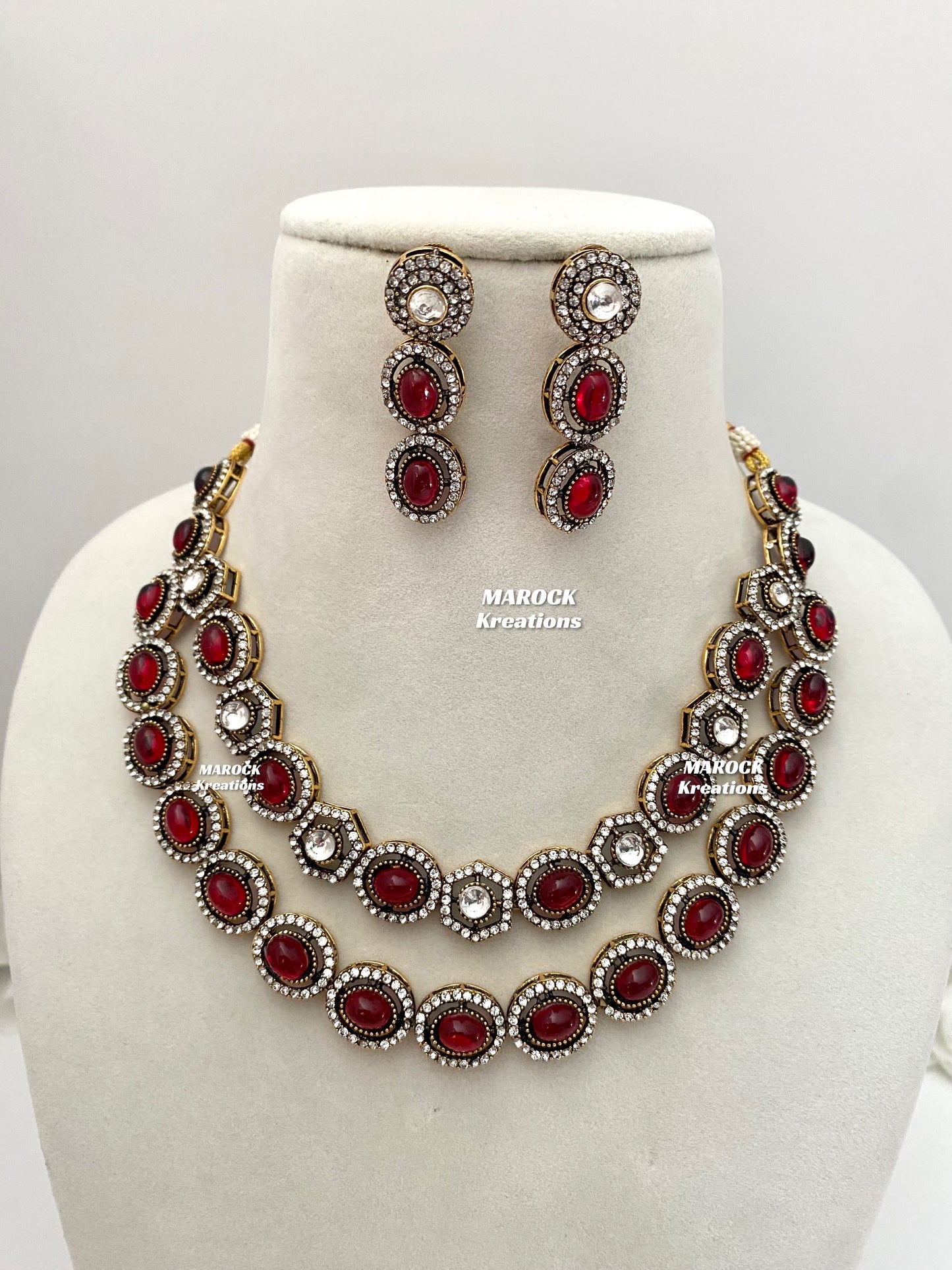 Sheenam Victorian Kundan Double layer Necklace set