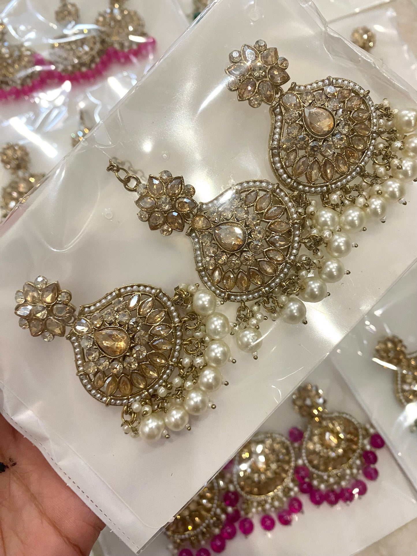 Polki Earrings and tikka set