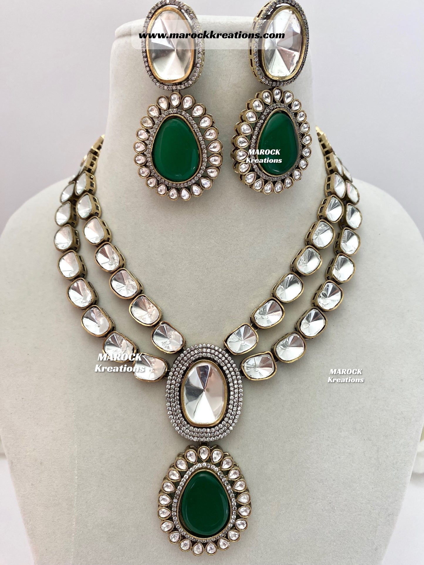 Premium Quality uncut Kundan Moissanite Necklace set