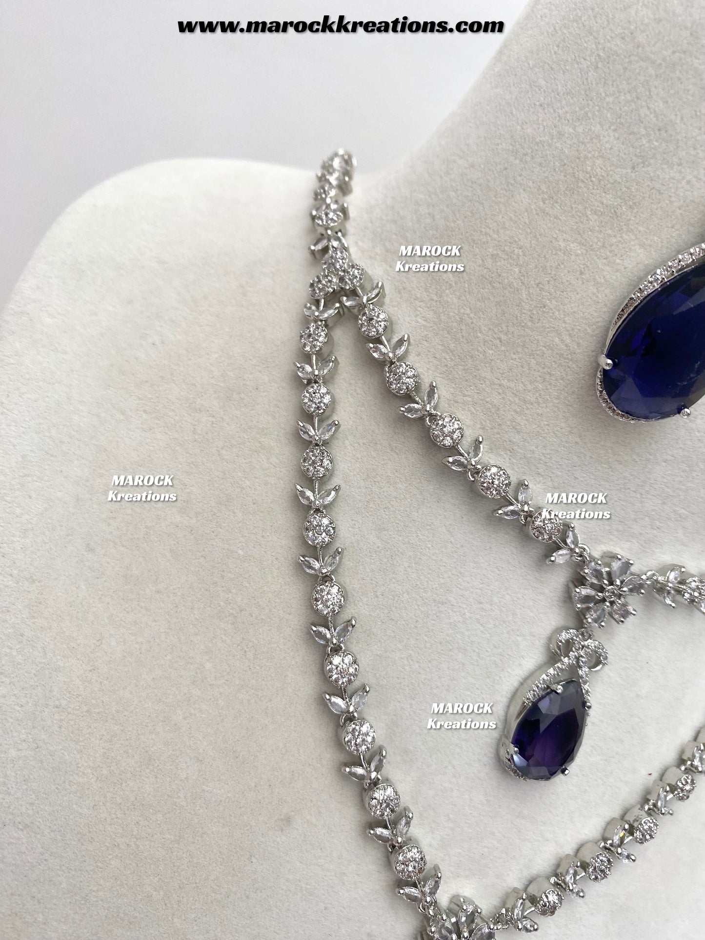 Lauren Silver American Diamond Necklace set