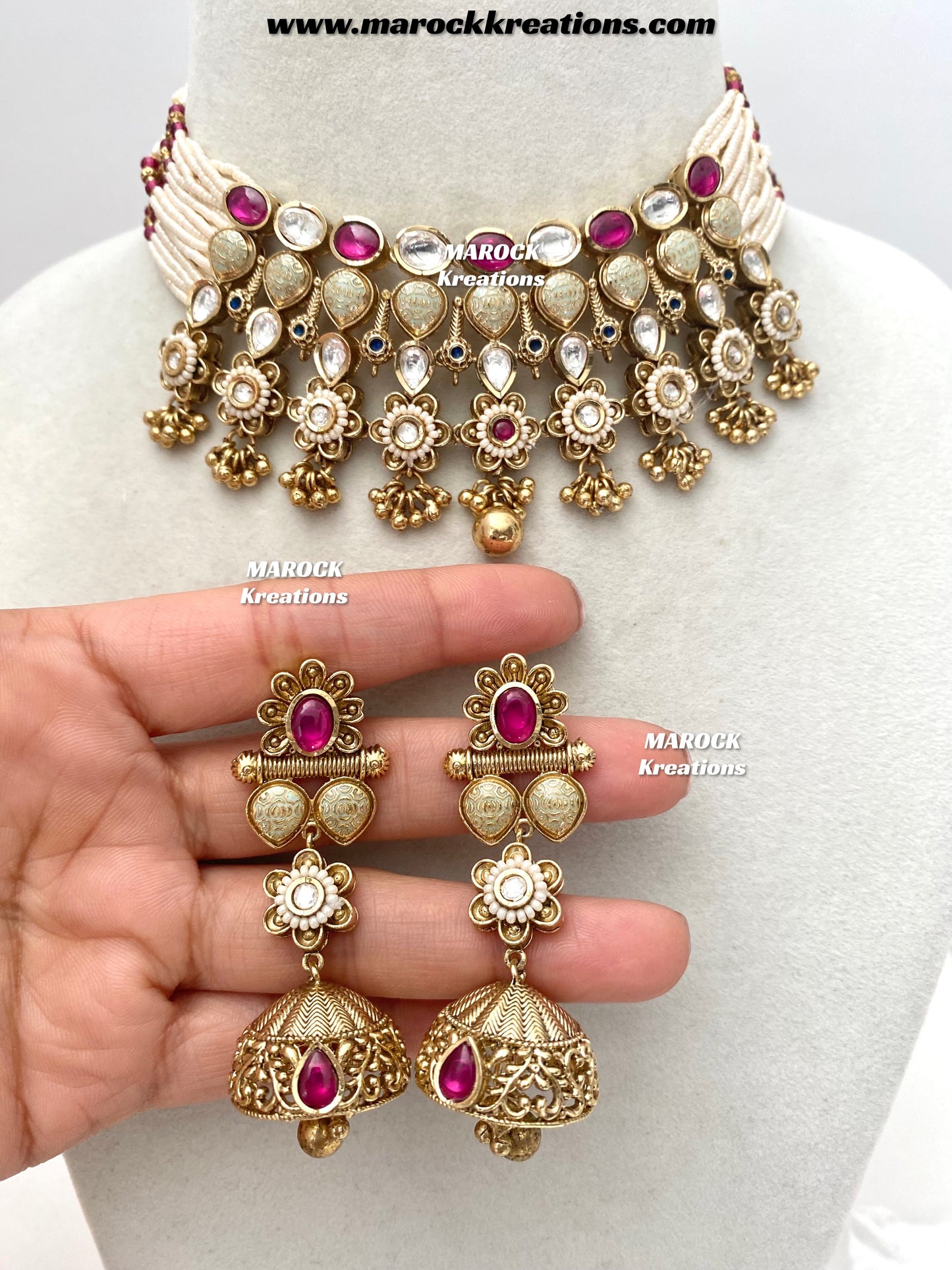 Trina Premium Quality exclusive Gold Plated Meenakari Rajwadi choker set