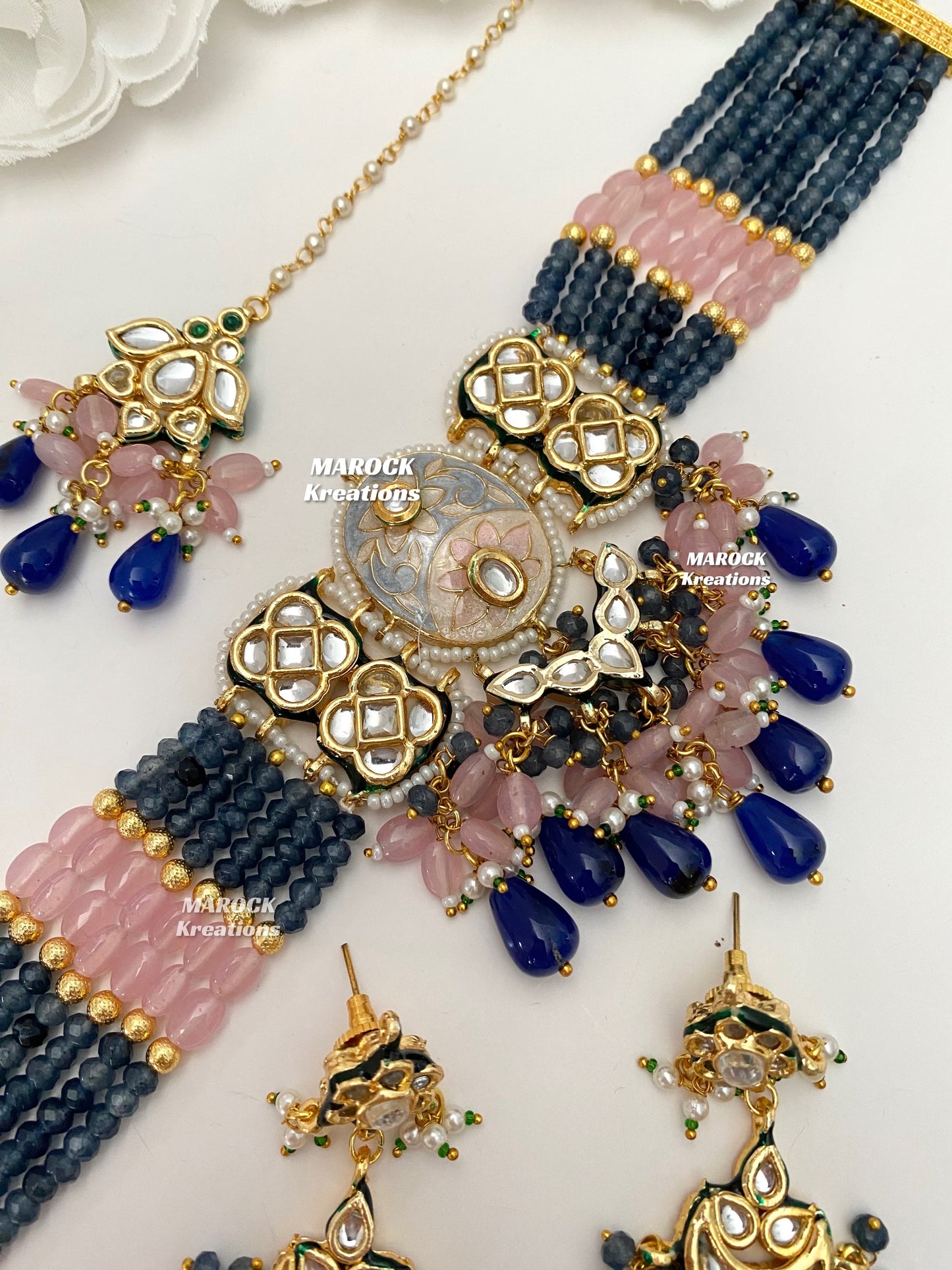 Brinda Premium Quality Kundan Meenakari Statement Choker set
