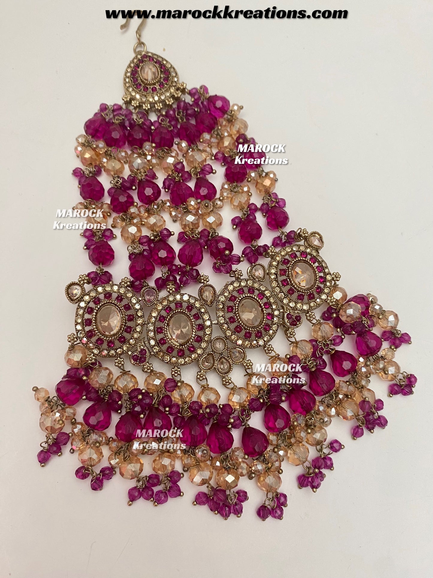 Nazmun Antique Gold Pakistani Polki choker/necklace set with Passa