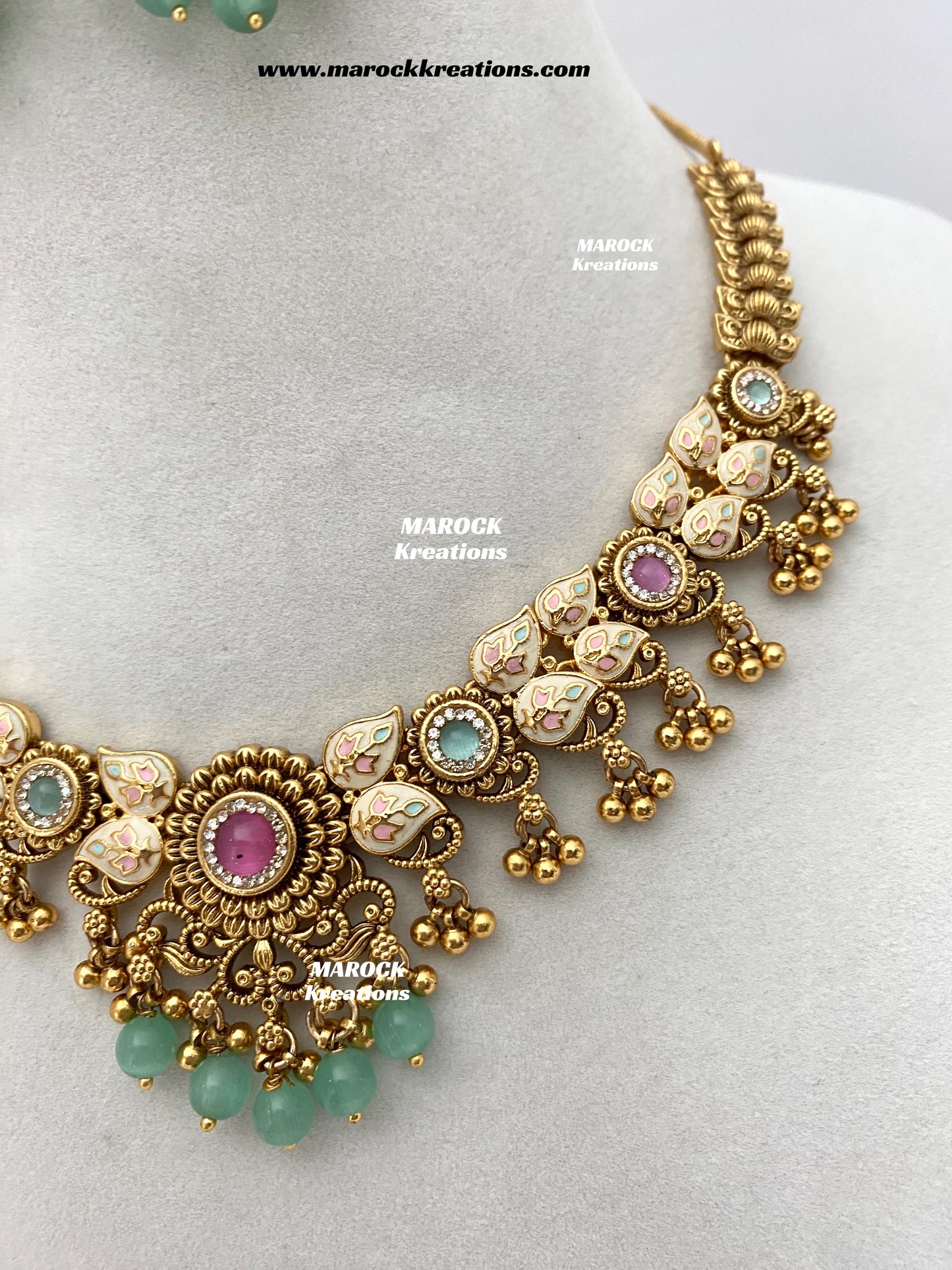 Mayuri Premium Quality Gold Plated Meenakari Rajwadi Necklace set