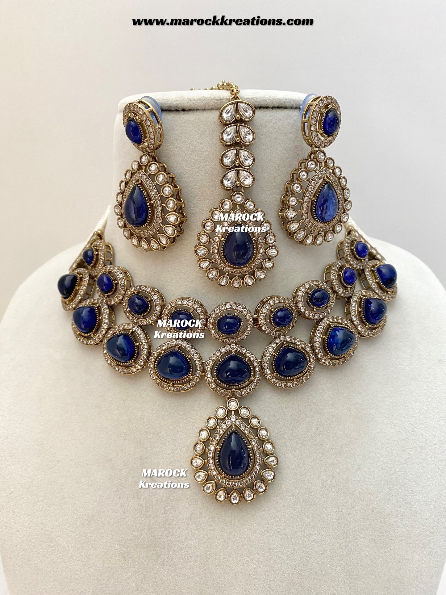 Zafina Premium Quality Moissanite Kundan Statement Choker/Necklace set