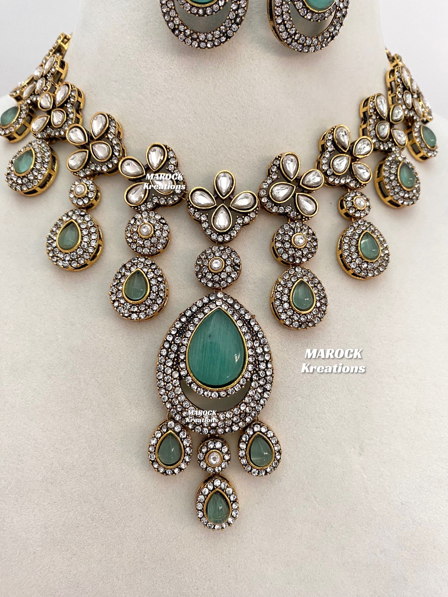 Sanjna Victorian Kundan Statement Necklace set