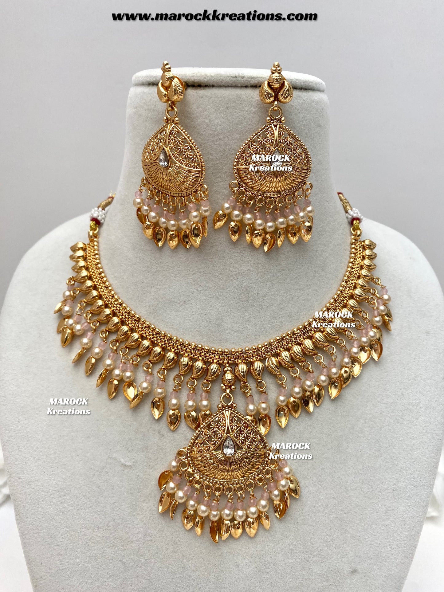Feraz Premium Quality Gold Plated peepal patti necklace set