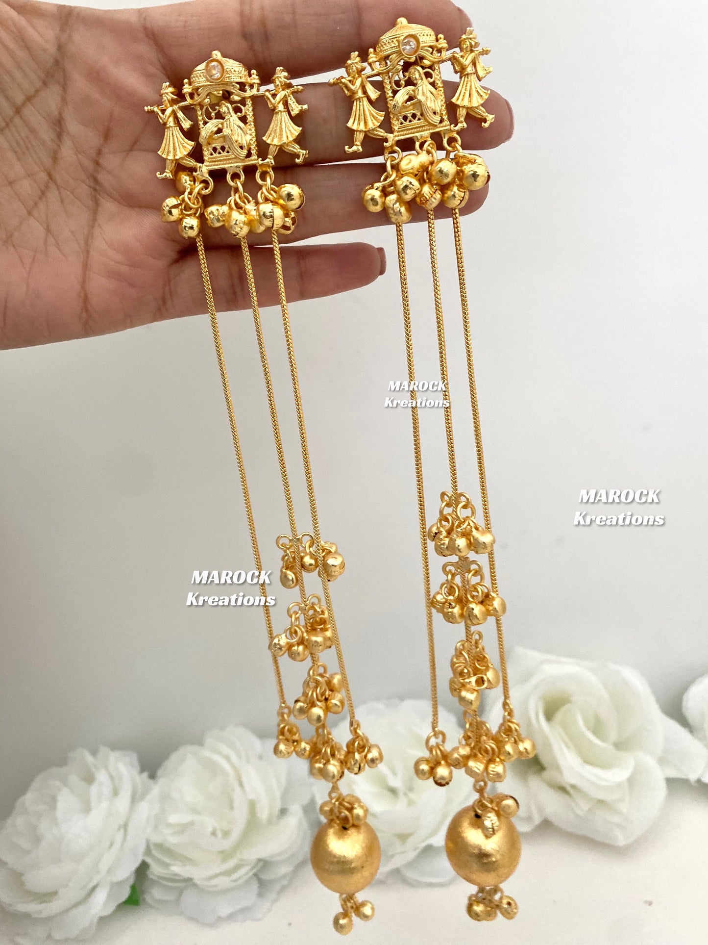 Mehnaz Premium quality Doli/Barat Gold plated Kashmiri Statement Earrings