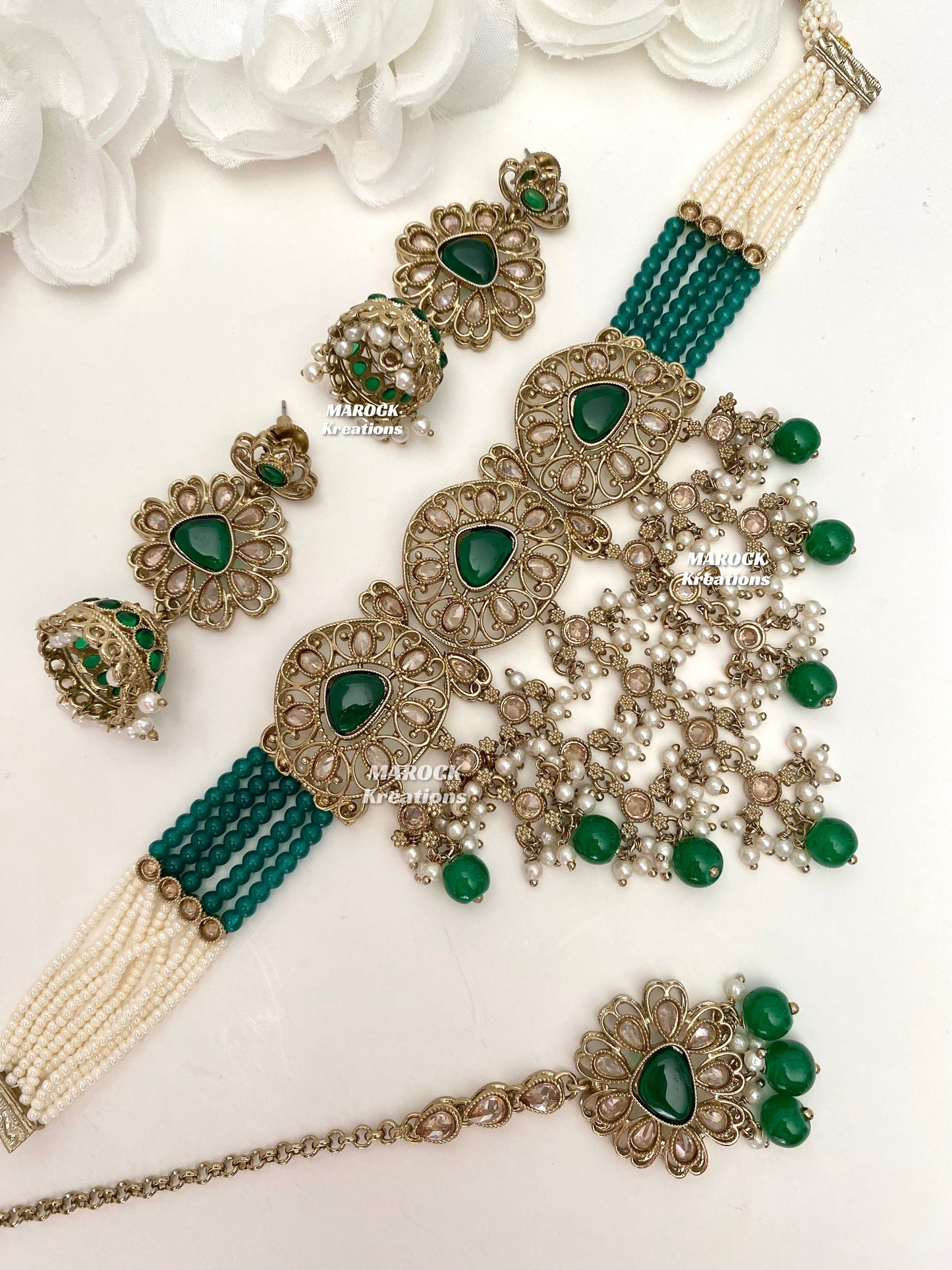Amaira Antique Gold Polki choker set