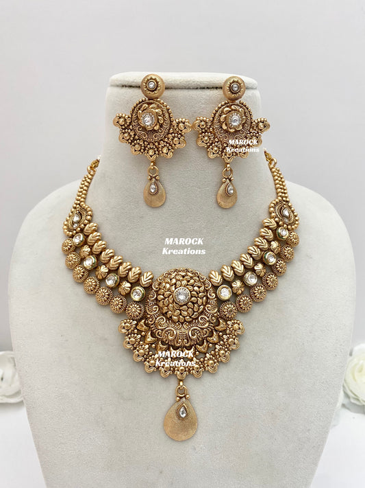 Angie Premium Quality Gold plated necklace set