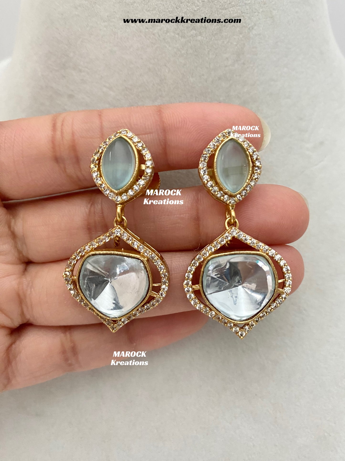 Kalpana Premium Quality Moissanite Kundan and doublet stone Statement Choker set