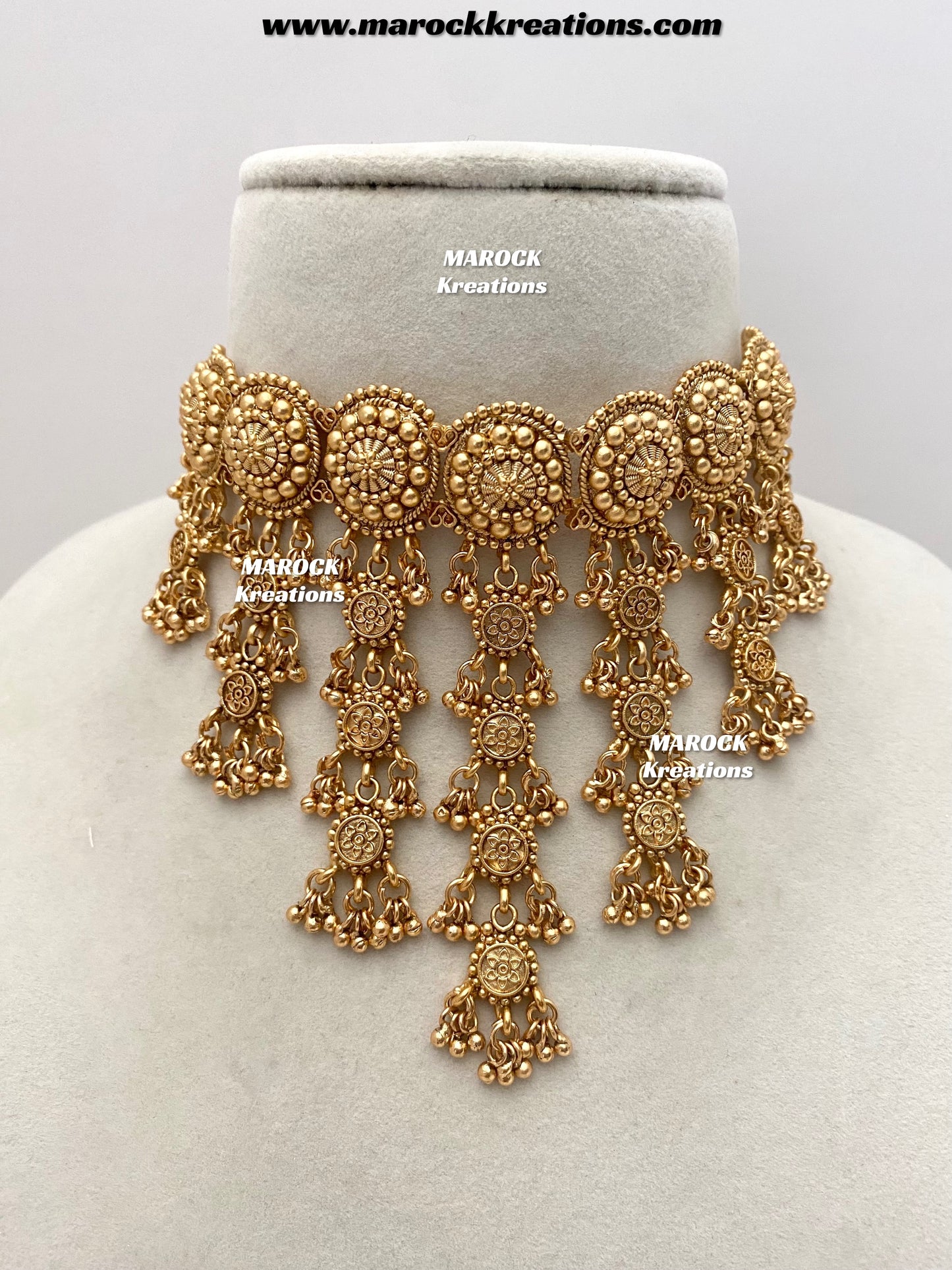 Noreen Premium Quality Gold Plated statement waterfall choker set