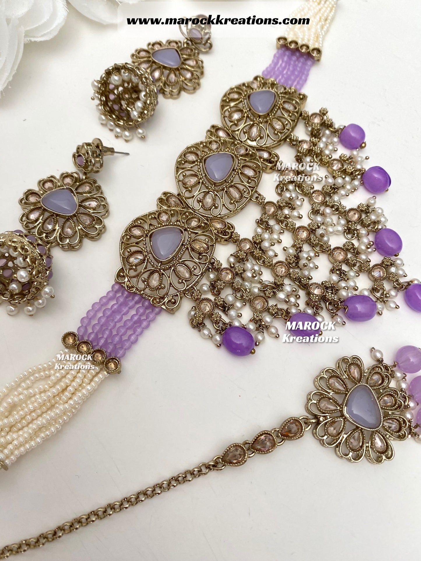 Amaira Antique Gold Polki choker set