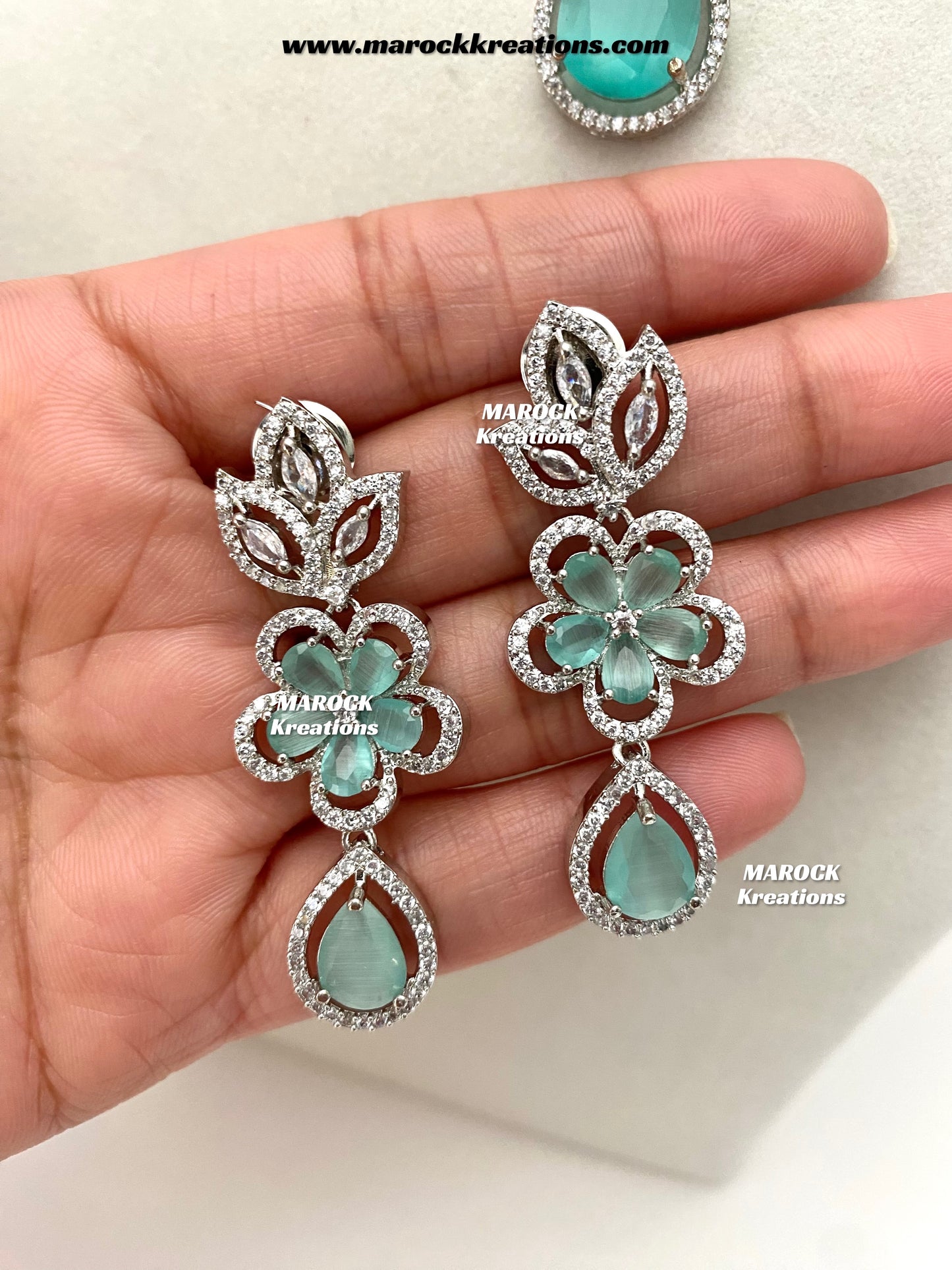 Sibani Silver American Diamond Necklace set