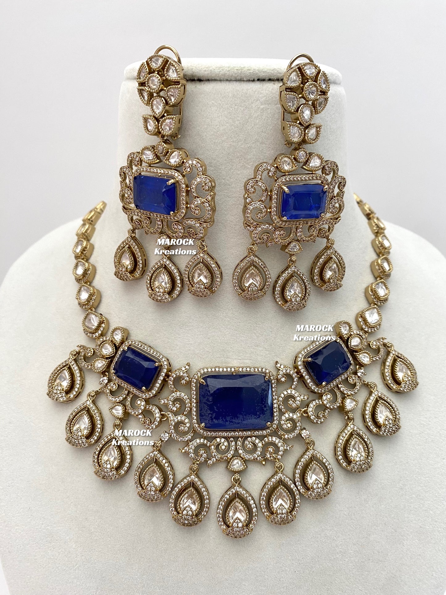 Labiba Sabyasachi inspired Premium Quality Moissanite Kundan with doublet stone Statement Necklace set