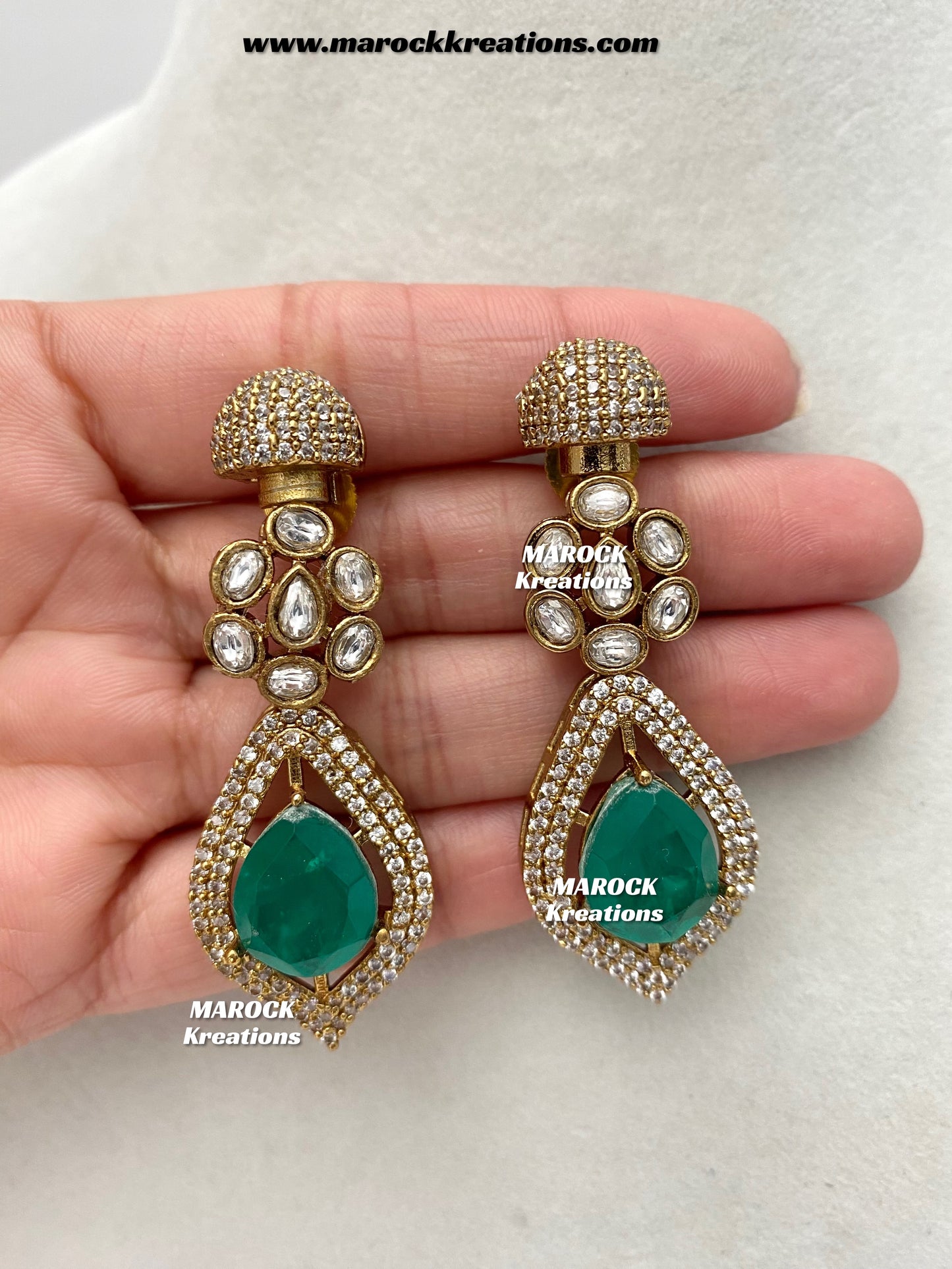 Milly Premium Quality Moissanite Kundan and American diamond Statement necklace set
