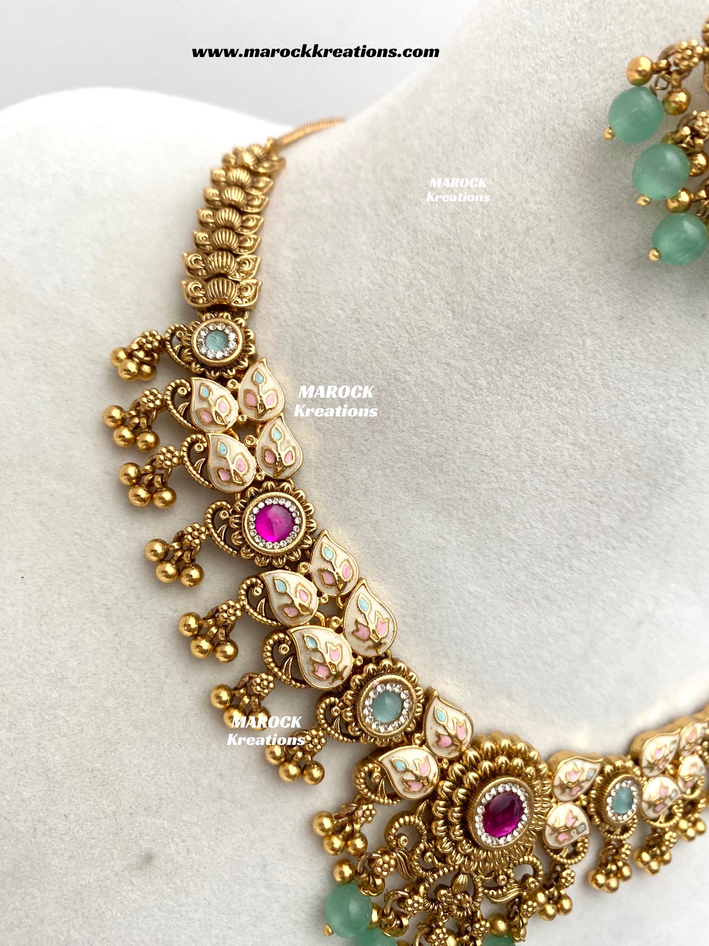 Mayuri Premium Quality Gold Plated Meenakari Rajwadi Necklace set