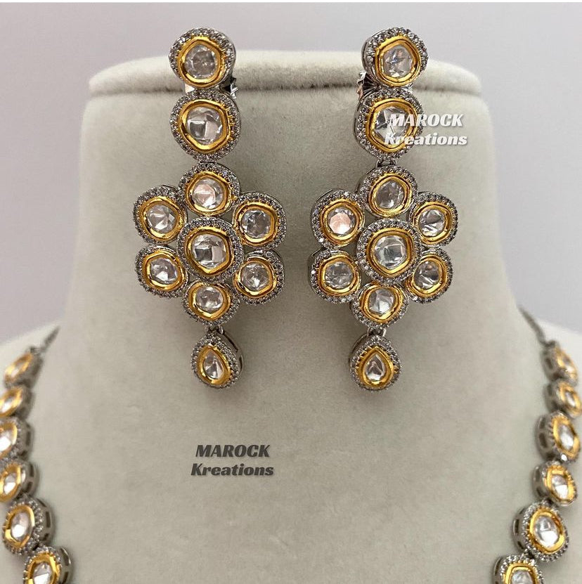 Premium Quality Tyani inspired dual tone Kundan Necklace set