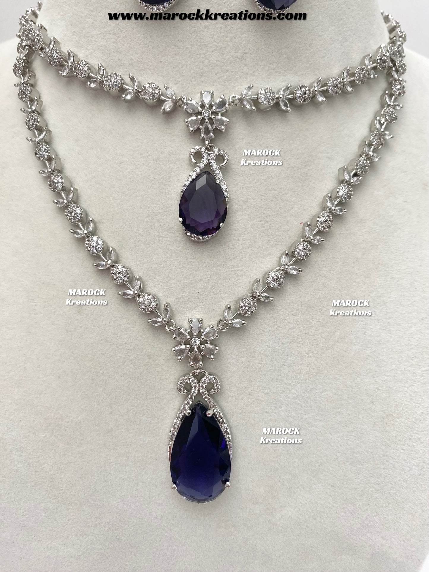 Lauren Silver American Diamond Necklace set
