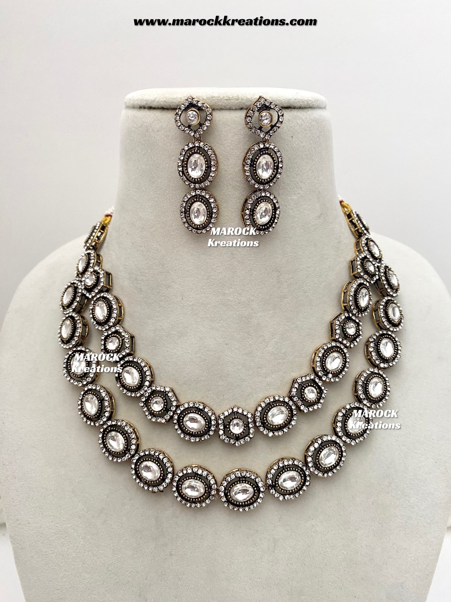 Sheenam Victorian Kundan Double layer Necklace set