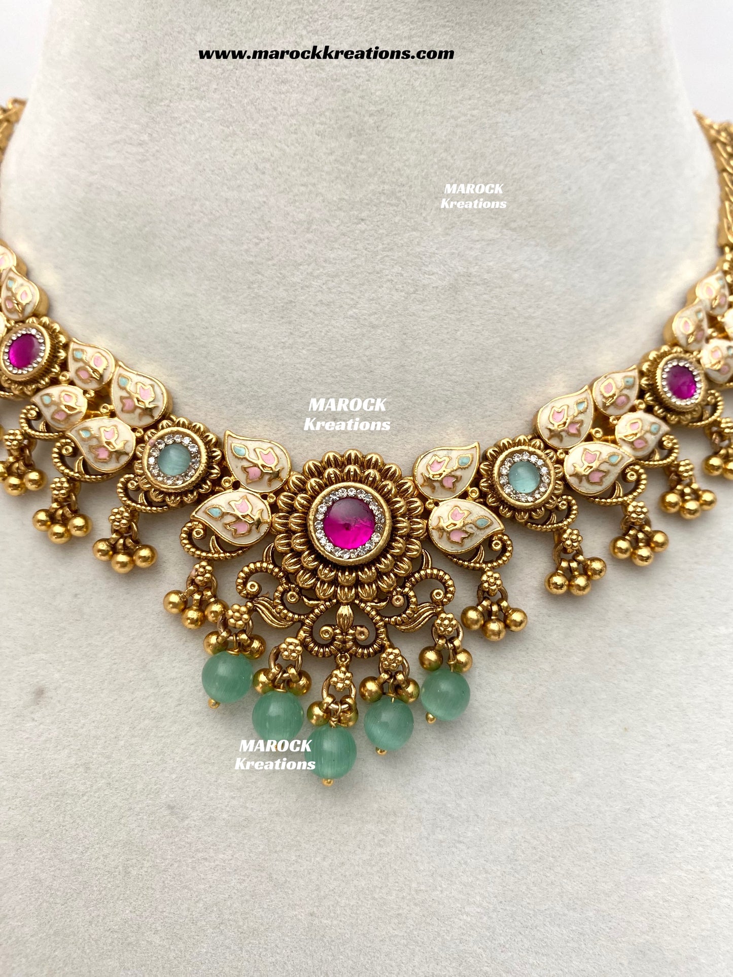 Mayuri Premium Quality Gold Plated Meenakari Rajwadi Necklace set