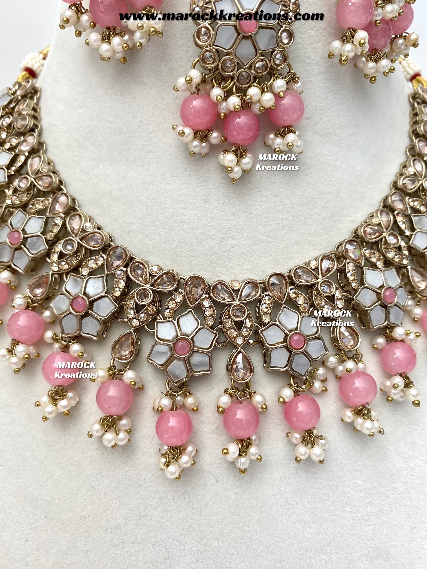 Arpan Antique Gold Polki MOP Statement Necklace set