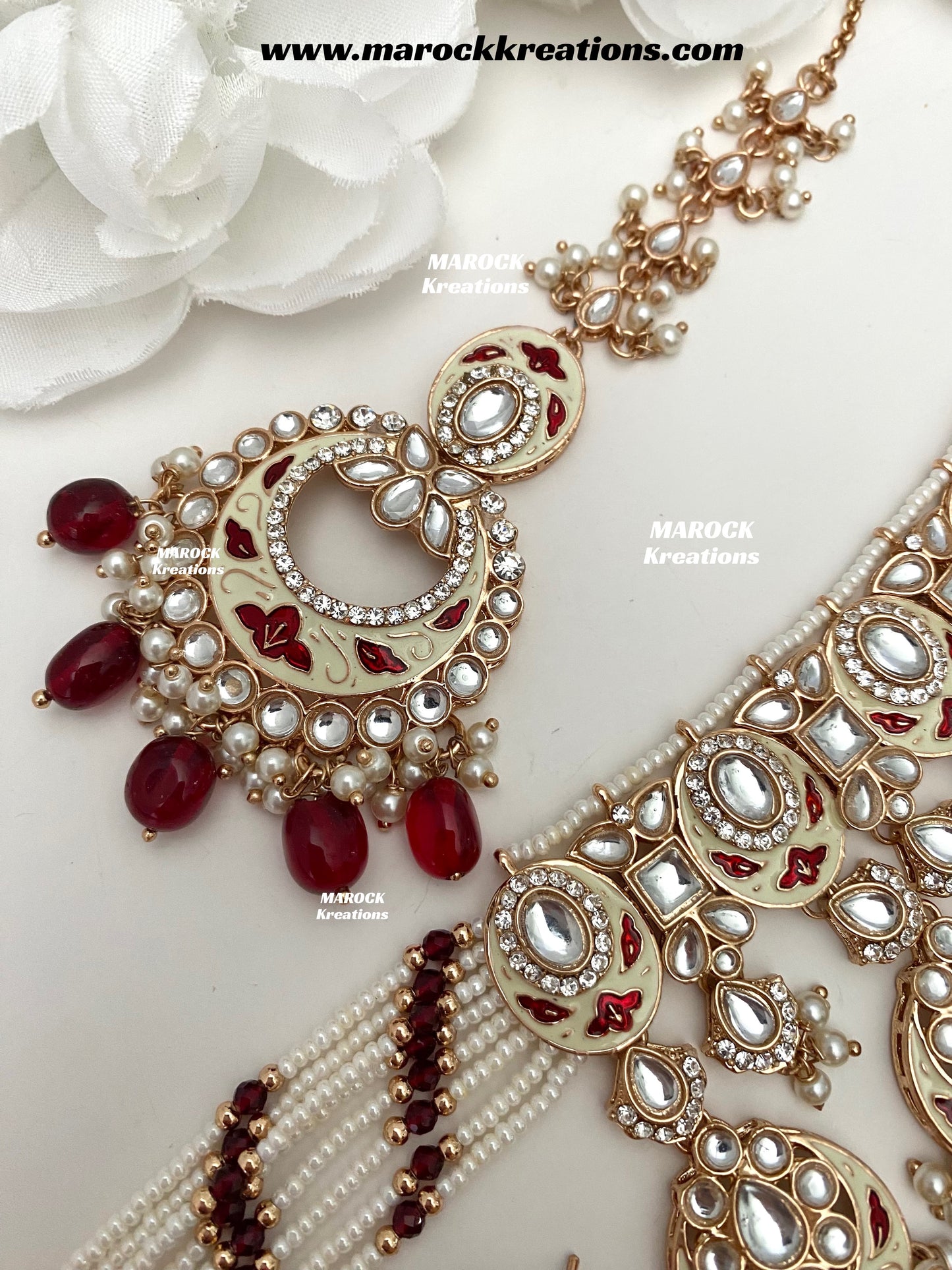 Nirvi Premium Quality Rose Gold Kundan Meenakari Choker/Necklace set