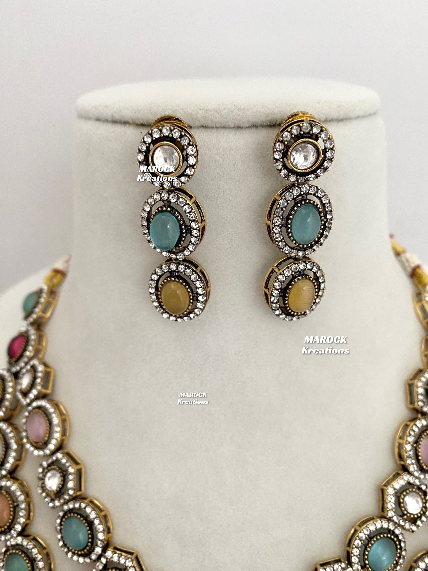 Sheenam Victorian Kundan Double layer Necklace set