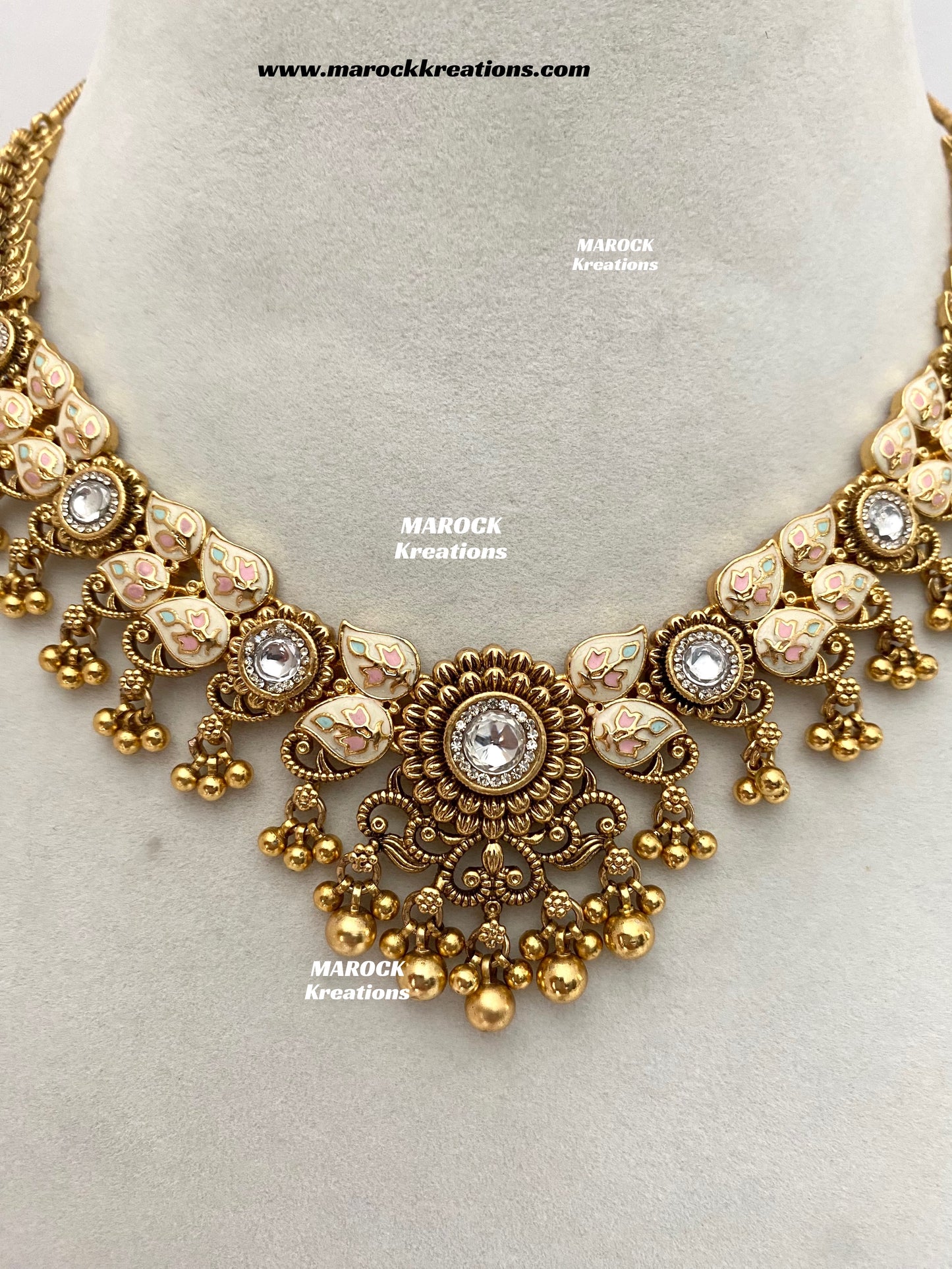 Mayuri Premium Quality Gold Plated Meenakari Rajwadi Necklace set