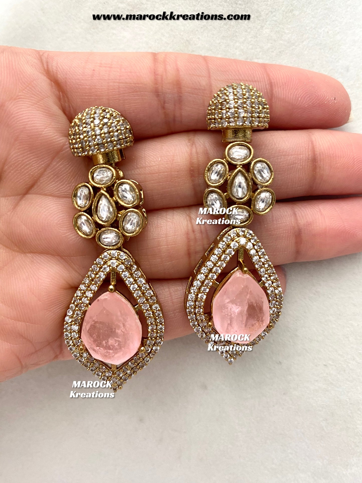 Milly Premium Quality Moissanite Kundan and American diamond Statement necklace set