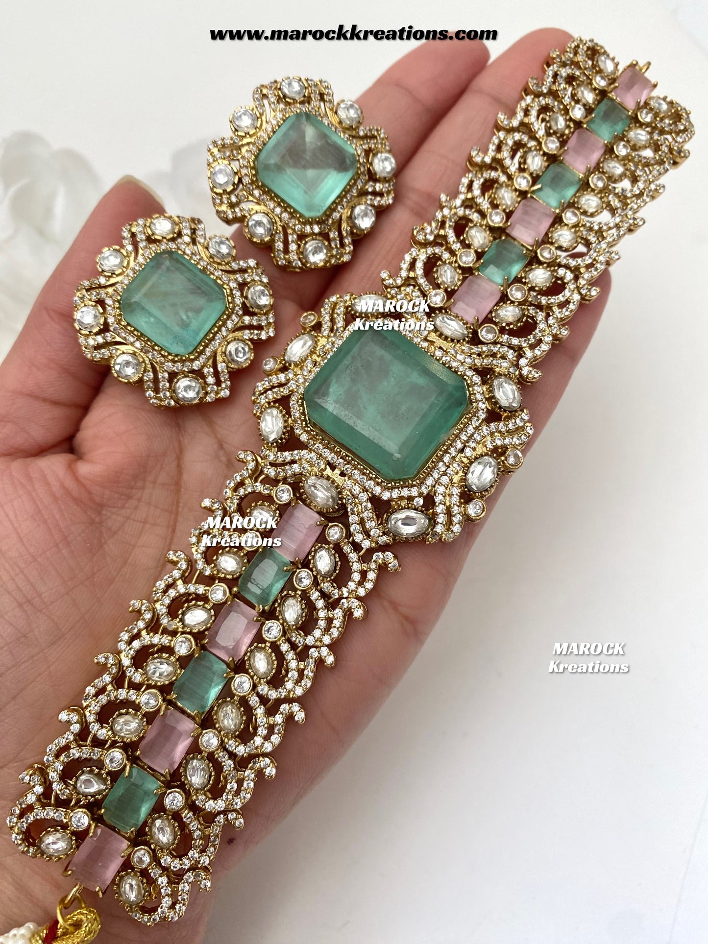 Paloma Sabyasachi inspired Premium Quality Moissanite Kundan and American Diamond choker set
