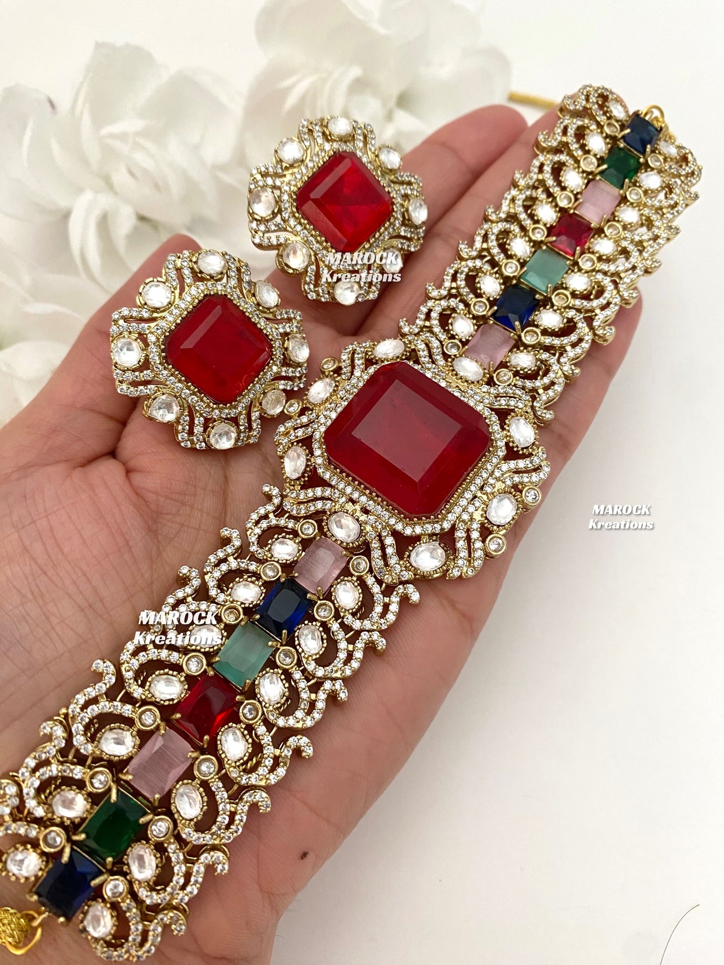 Paloma Sabyasachi inspired Premium Quality Moissanite Kundan and American Diamond choker set