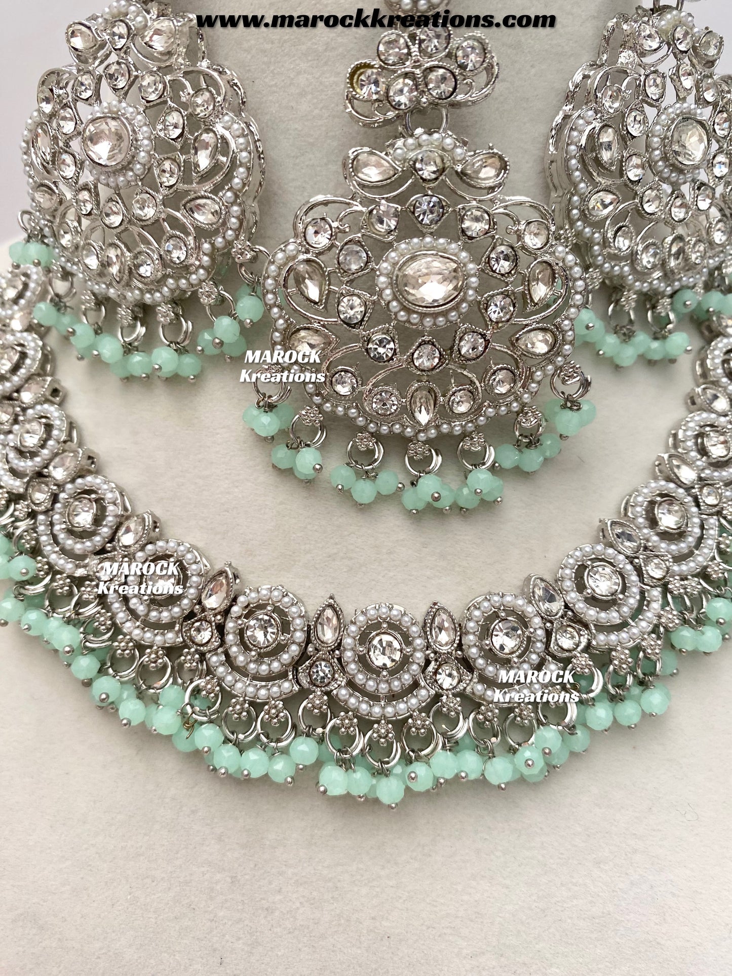 Silver Stone Necklace set